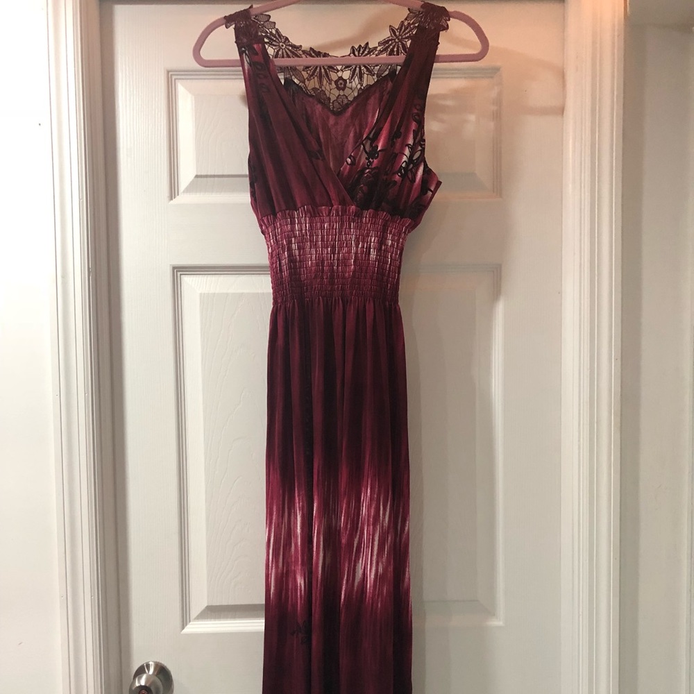 Beautiful stunning long color red wine dress